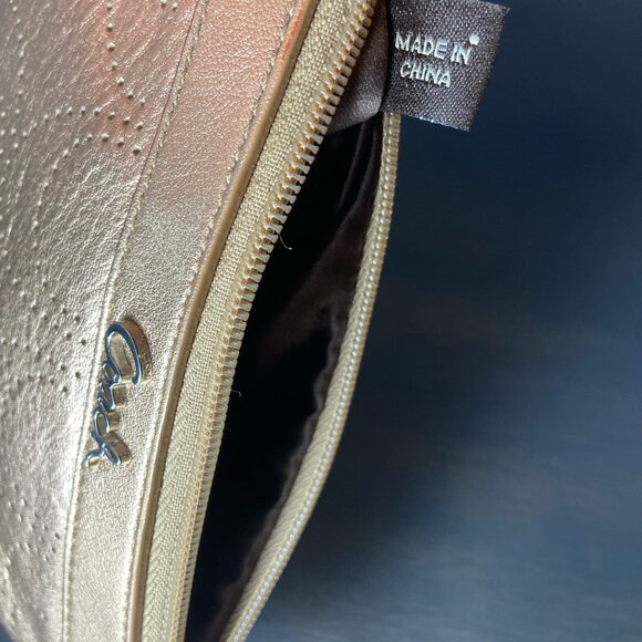 Coach Metallic Gold Leather Wristlet – Perforated Design – Silver Hardware - Picture 5 of 10